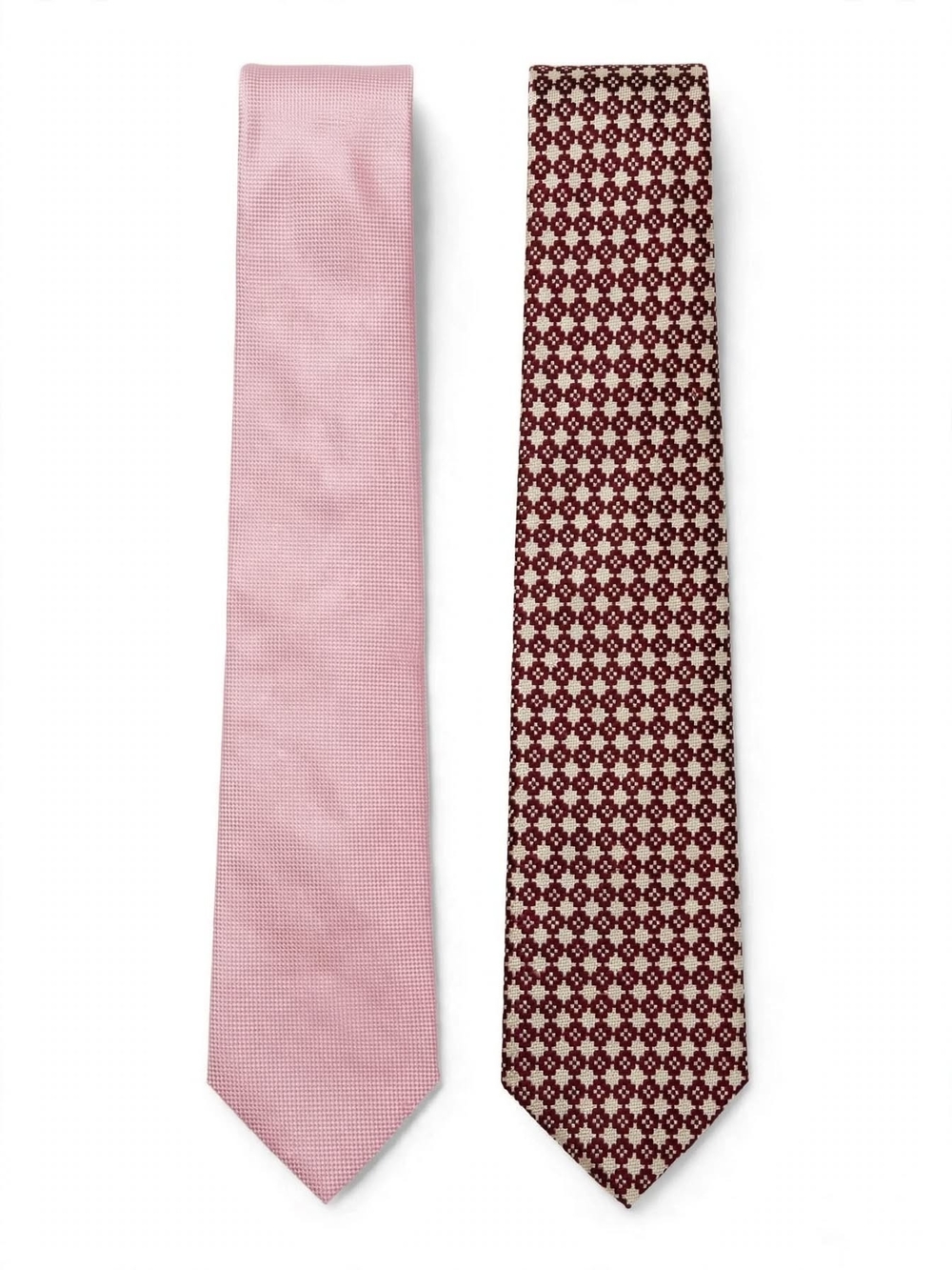 Lot 2 Mens Ties Silk Bert Pulitzer Perry Ellis Pink Burgundy Geometric 3.5"